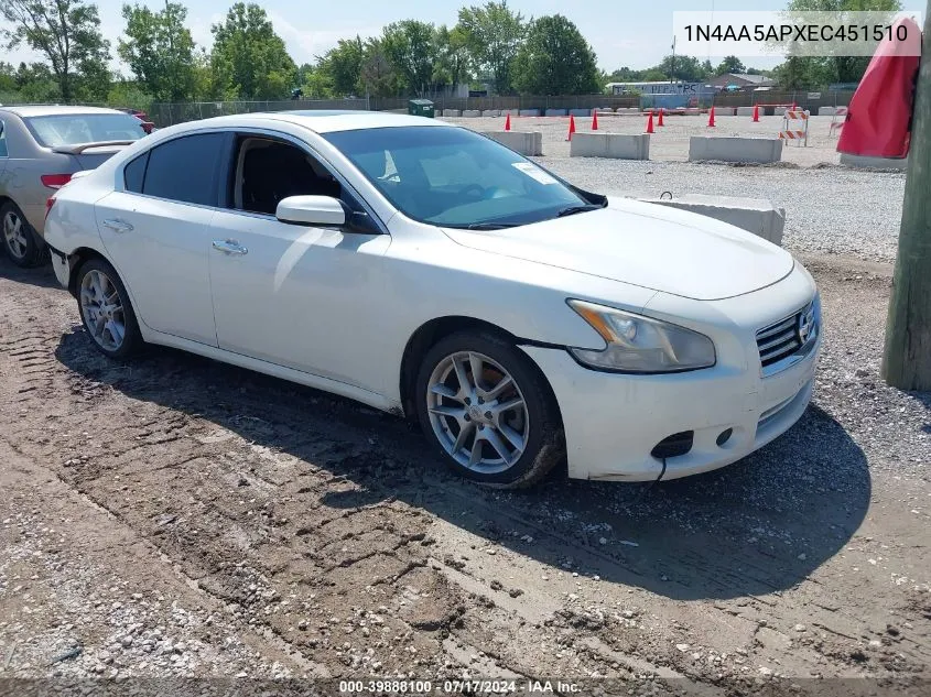 2014 Nissan Maxima 3.5 S VIN: 1N4AA5APXEC451510 Lot: 39888100