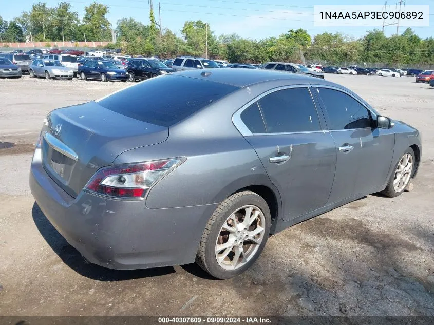 2014 Nissan Maxima 3.5 Sv VIN: 1N4AA5AP3EC906892 Lot: 40307609