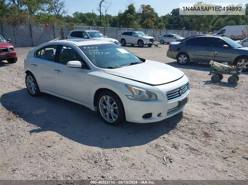 2014 Nissan Maxima S/Sv VIN: 1N4AA5AP1EC494892 Lot: 40323710