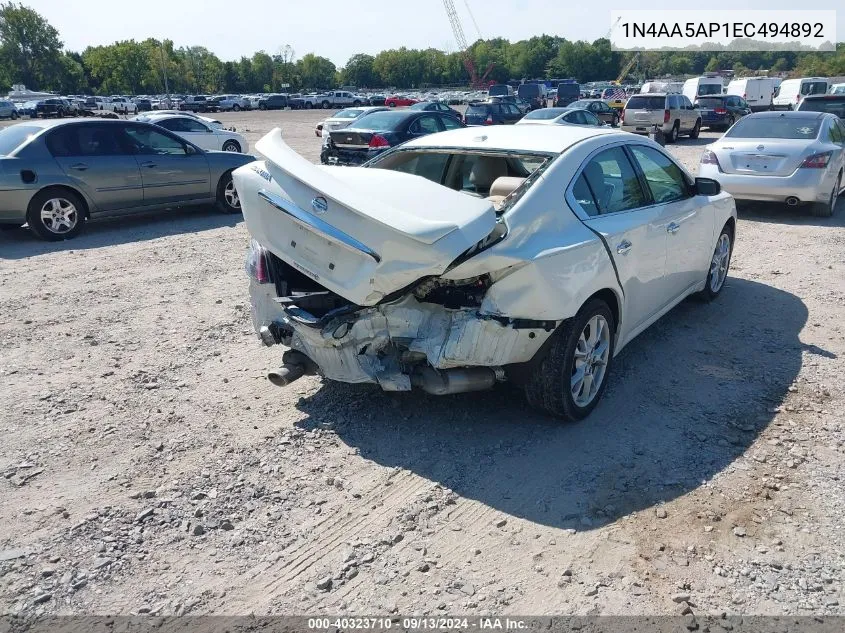 2014 Nissan Maxima S/Sv VIN: 1N4AA5AP1EC494892 Lot: 40323710