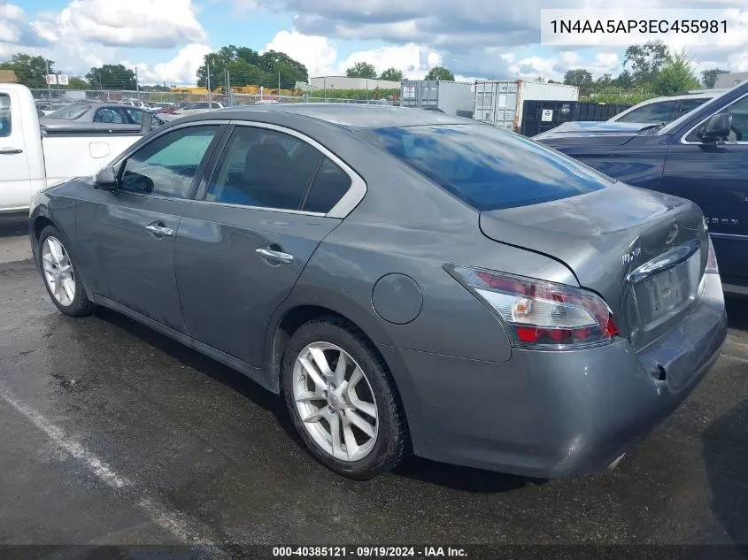 2014 Nissan Maxima 3.5 S/3.5 Sv VIN: 1N4AA5AP3EC455981 Lot: 40385121