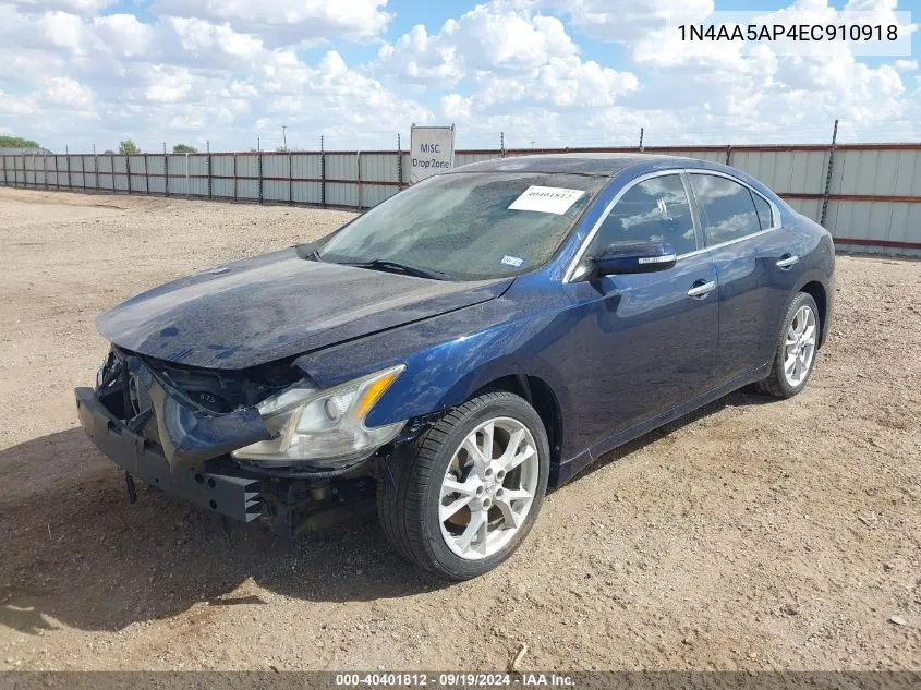 2014 Nissan Maxima 3.5 Sv VIN: 1N4AA5AP4EC910918 Lot: 40401812