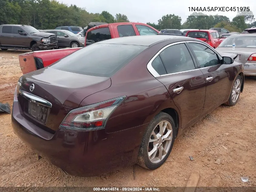 1N4AA5APXEC451975 2014 Nissan Maxima S/Sv