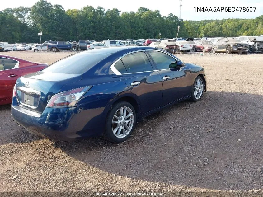 2014 Nissan Maxima 3.5 S/3.5 Sv VIN: 1N4AA5AP6EC478607 Lot: 40428572