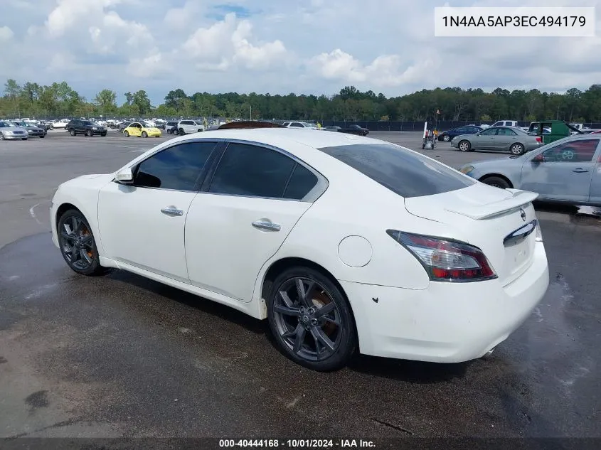 2014 Nissan Maxima 3.5 Sv VIN: 1N4AA5AP3EC494179 Lot: 40444168