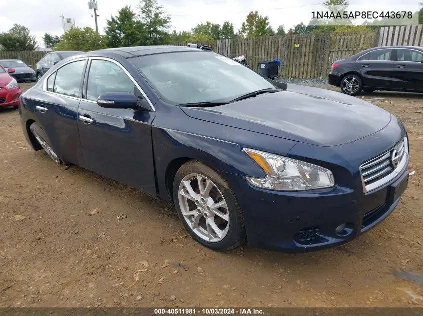 2014 Nissan Maxima 3.5 Sv VIN: 1N4AA5AP8EC443678 Lot: 40511981