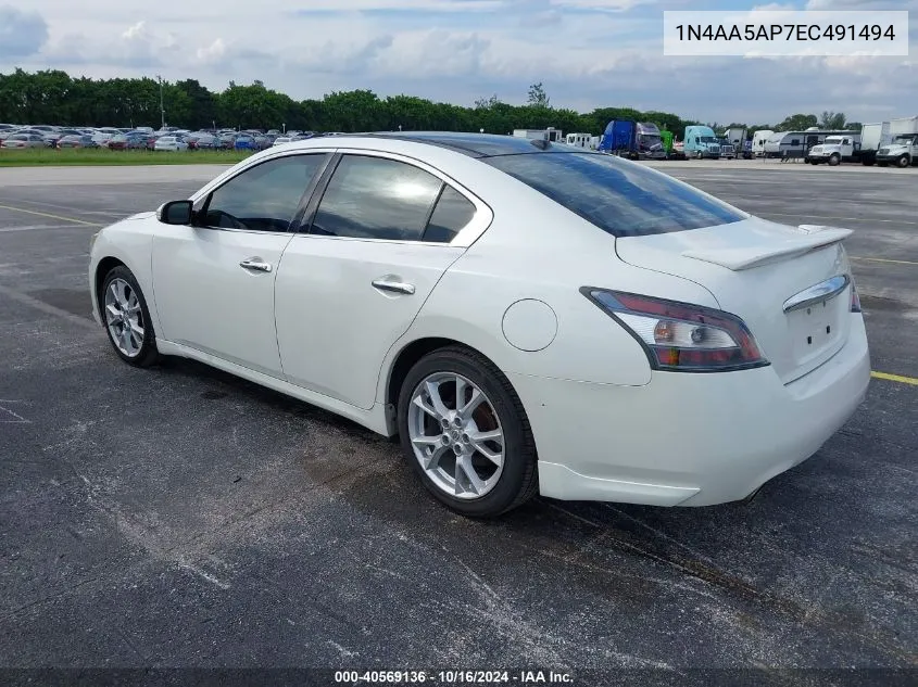 2014 Nissan Maxima 3.5 Sv W/Premium Pkg VIN: 1N4AA5AP7EC491494 Lot: 40569136