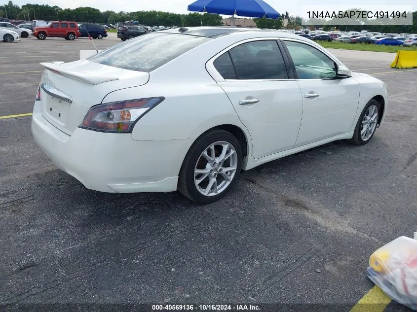 2014 Nissan Maxima 3.5 Sv W/Premium Pkg VIN: 1N4AA5AP7EC491494 Lot: 40569136