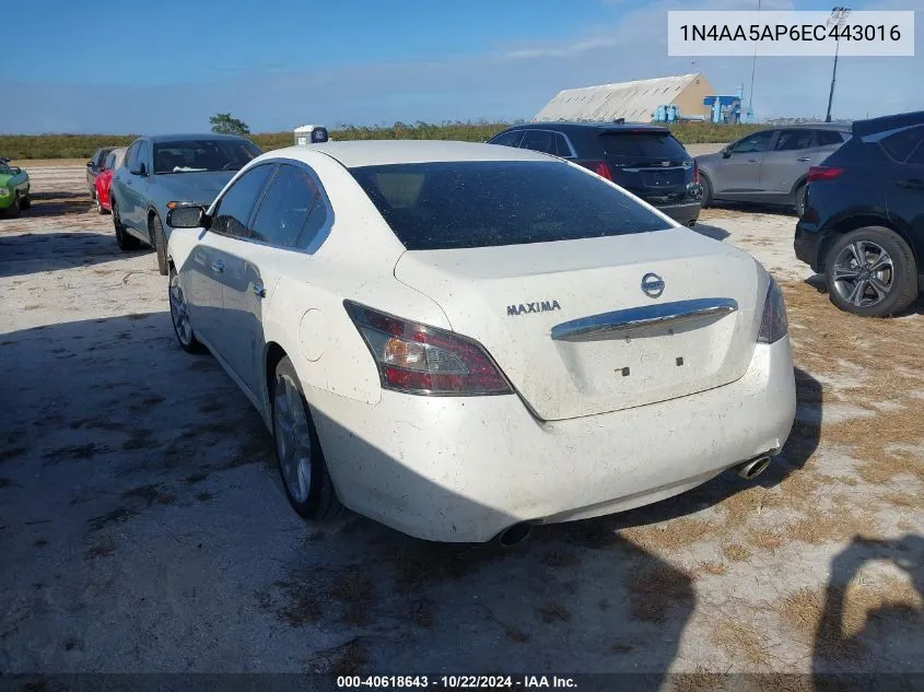 2014 Nissan Maxima 3.5 S VIN: 1N4AA5AP6EC443016 Lot: 40618643