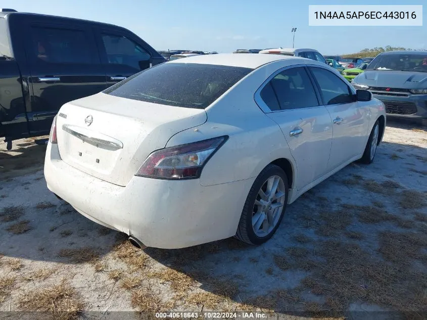 2014 Nissan Maxima 3.5 S VIN: 1N4AA5AP6EC443016 Lot: 40618643