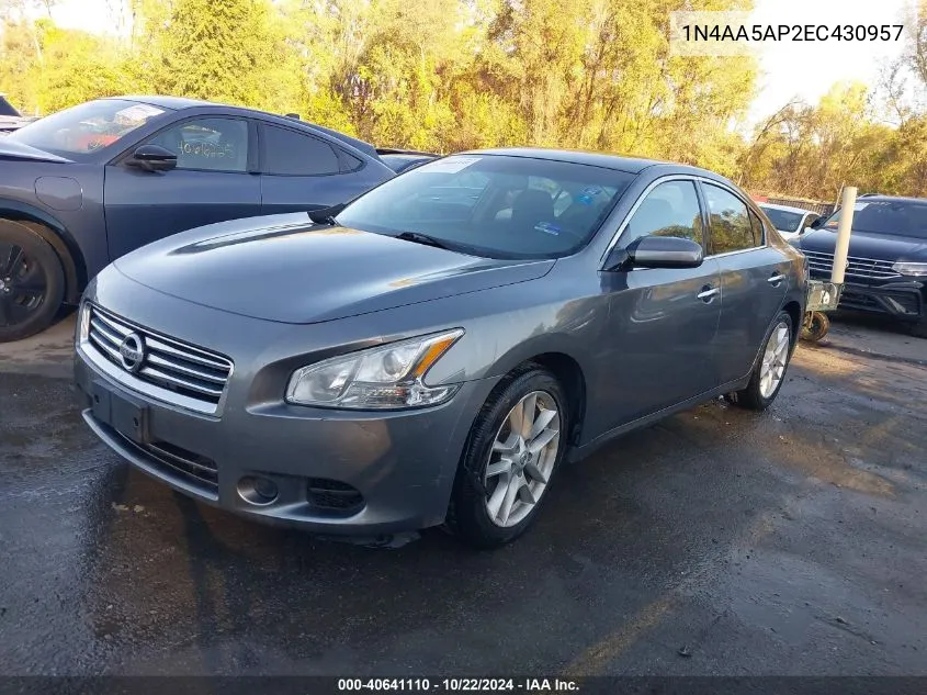 2014 Nissan Maxima 3.5 S VIN: 1N4AA5AP2EC430957 Lot: 40641110