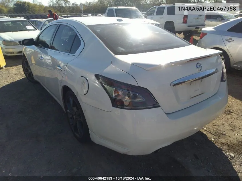 2014 Nissan Maxima 3.5 Sv VIN: 1N4AA5AP2EC467958 Lot: 40642159