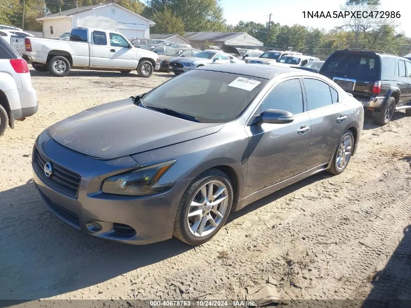 2014 Nissan Maxima 3.5 Sv VIN: 1N4AA5APXEC472986 Lot: 40678763