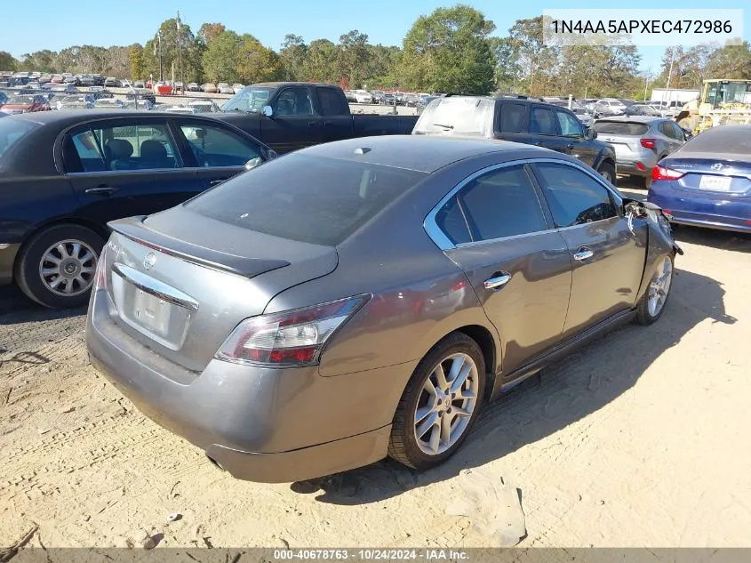 2014 Nissan Maxima 3.5 Sv VIN: 1N4AA5APXEC472986 Lot: 40678763