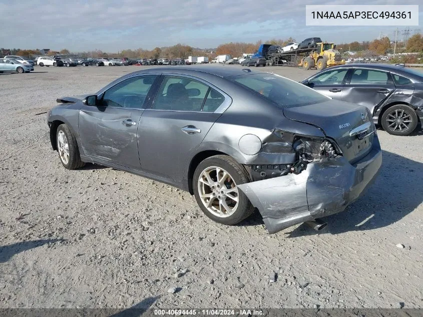 2014 Nissan Maxima 3.5 Sv VIN: 1N4AA5AP3EC494361 Lot: 40694445