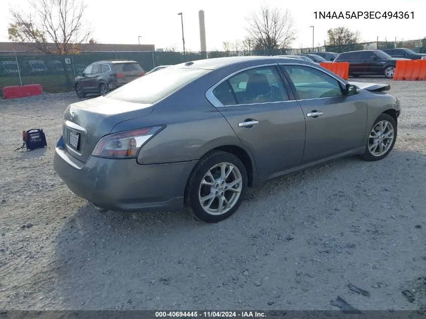 2014 Nissan Maxima 3.5 Sv VIN: 1N4AA5AP3EC494361 Lot: 40694445