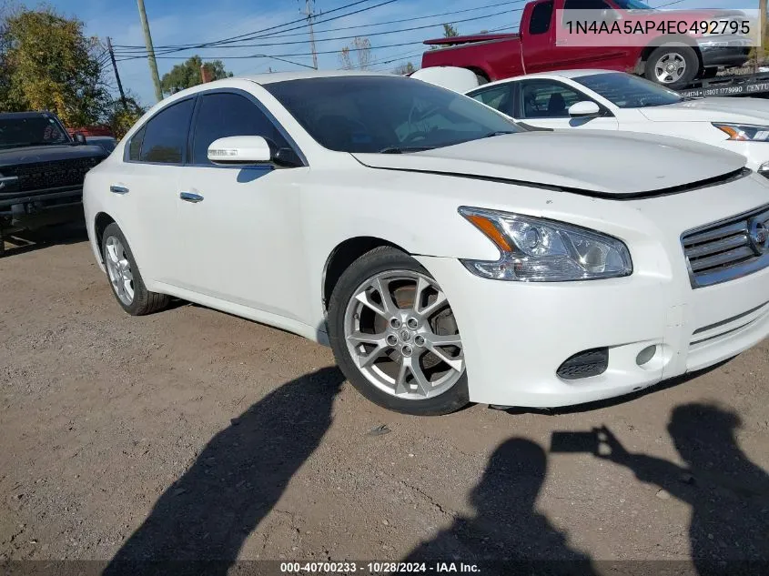 2014 Nissan Maxima 3.5 S/3.5 Sv VIN: 1N4AA5AP4EC492795 Lot: 40700233