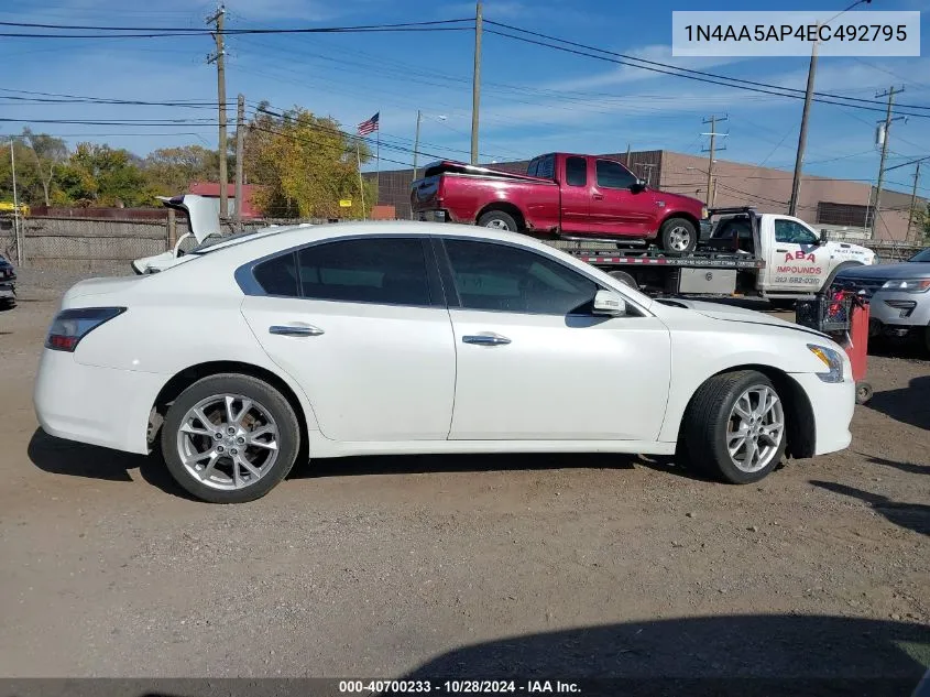 2014 Nissan Maxima 3.5 S/3.5 Sv VIN: 1N4AA5AP4EC492795 Lot: 40700233