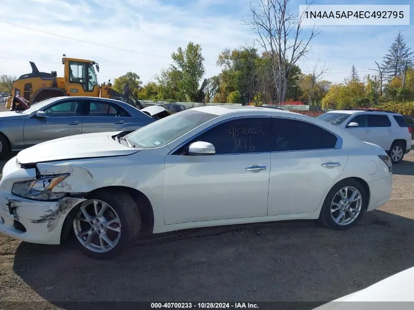 2014 Nissan Maxima 3.5 S/3.5 Sv VIN: 1N4AA5AP4EC492795 Lot: 40700233