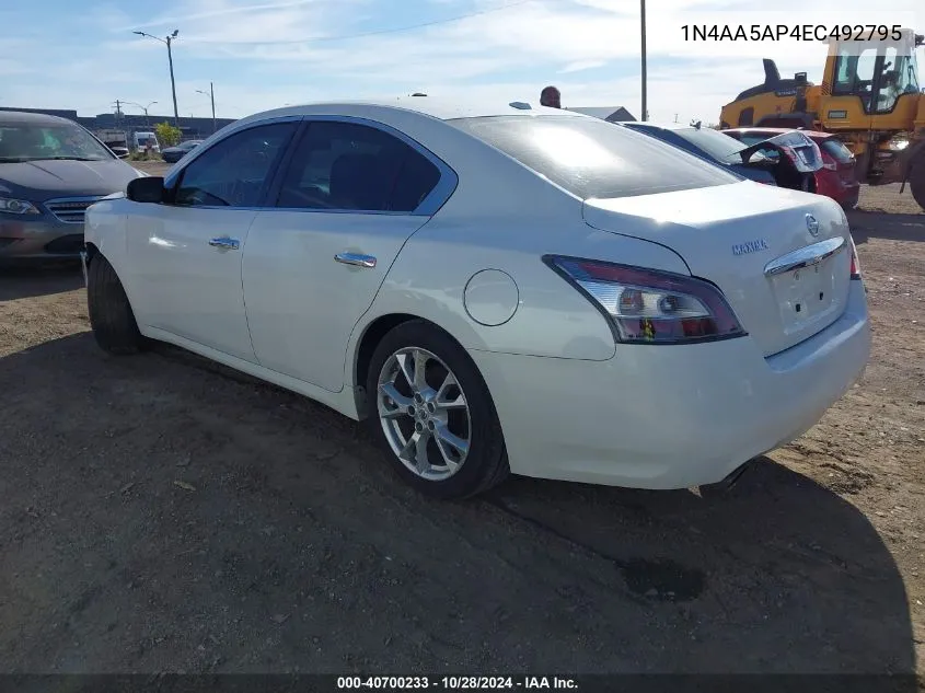 2014 Nissan Maxima 3.5 S/3.5 Sv VIN: 1N4AA5AP4EC492795 Lot: 40700233