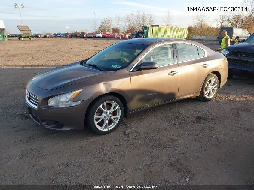 2014 Nissan Maxima 3.5 S VIN: 1N4AA5AP4EC430314 Lot: 40705504