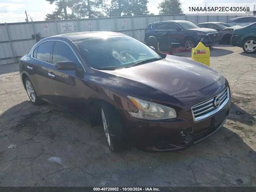 2014 Nissan Maxima 3.5 S VIN: 1N4AA5AP2EC430568 Lot: 40720002