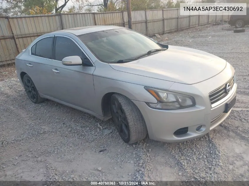 2014 Nissan Maxima 3.5 Sv VIN: 1N4AA5AP3EC430692 Lot: 40750363