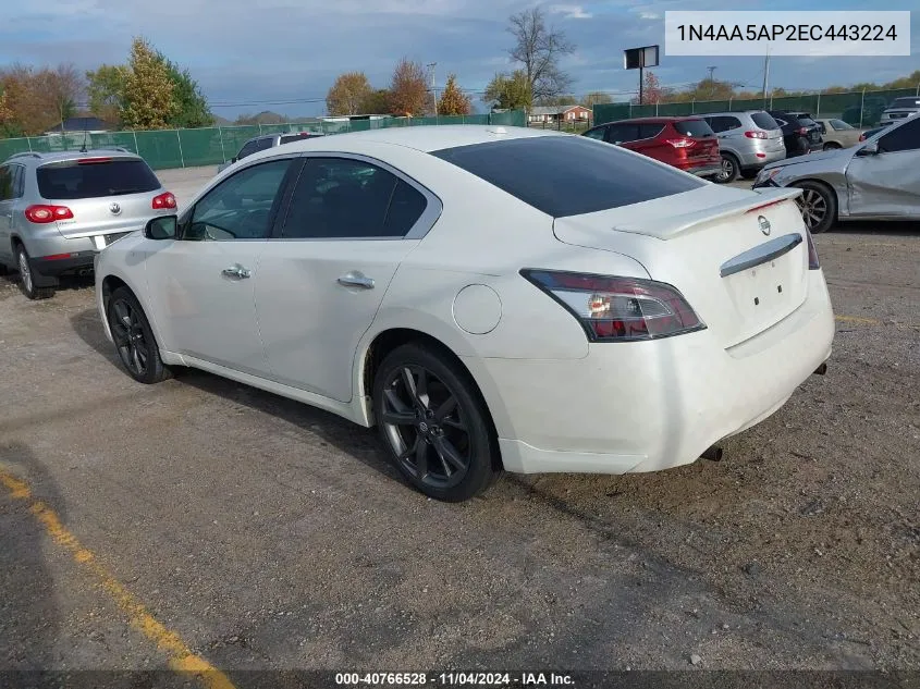 2014 Nissan Maxima S/Sv VIN: 1N4AA5AP2EC443224 Lot: 40766528