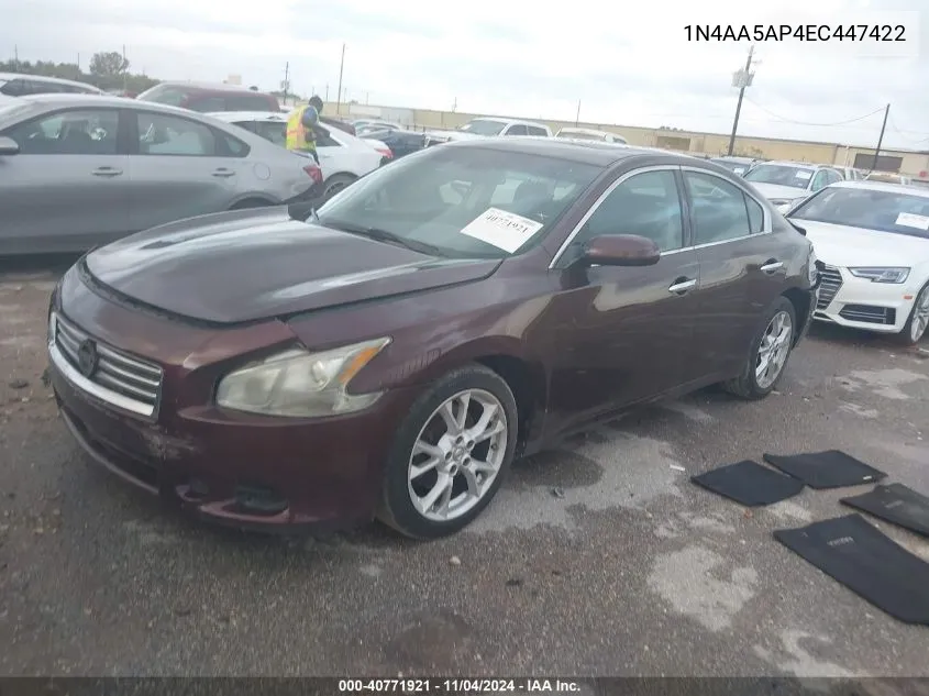 2014 Nissan Maxima 3.5 S VIN: 1N4AA5AP4EC447422 Lot: 40771921