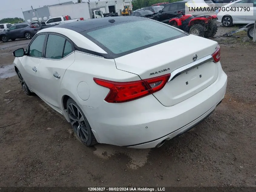 2016 Nissan Maxima 3.5S/Sv/Sl/Sr/Plat VIN: 1N4AA6AP7GC431790 Lot: 12063827