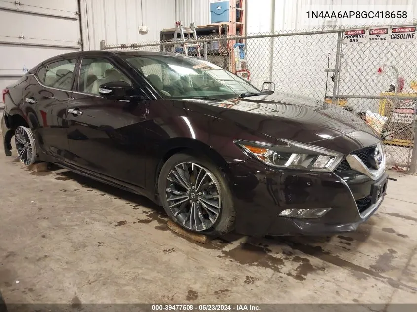 2016 Nissan Maxima 3.5 Platinum/3.5 S/3.5 Sl/3.5 Sr/3.5 Sv VIN: 1N4AA6AP8GC418658 Lot: 39477508