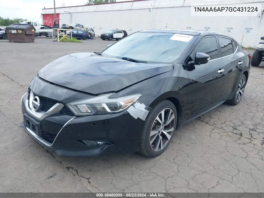 2016 Nissan Maxima 3.5 Platinum/3.5 S/3.5 Sl/3.5 Sr/3.5 Sv VIN: 1N4AA6AP7GC431224 Lot: 39480005