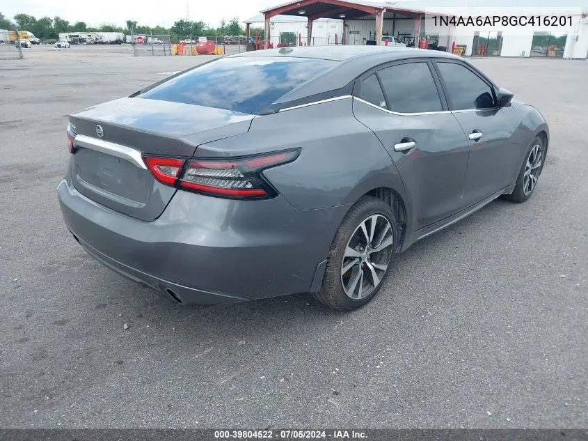 2016 Nissan Maxima 3.5 S VIN: 1N4AA6AP8GC416201 Lot: 39804522