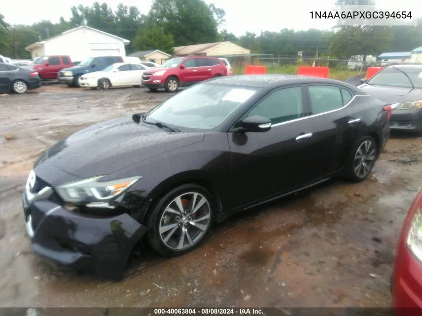 2016 Nissan Maxima 3.5 Sl VIN: 1N4AA6APXGC394654 Lot: 40063804