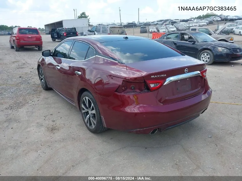 2016 Nissan Maxima 3.5 Platinum/3.5 S/3.5 Sl/3.5 Sr/3.5 Sv VIN: 1N4AA6AP7GC383465 Lot: 40096775