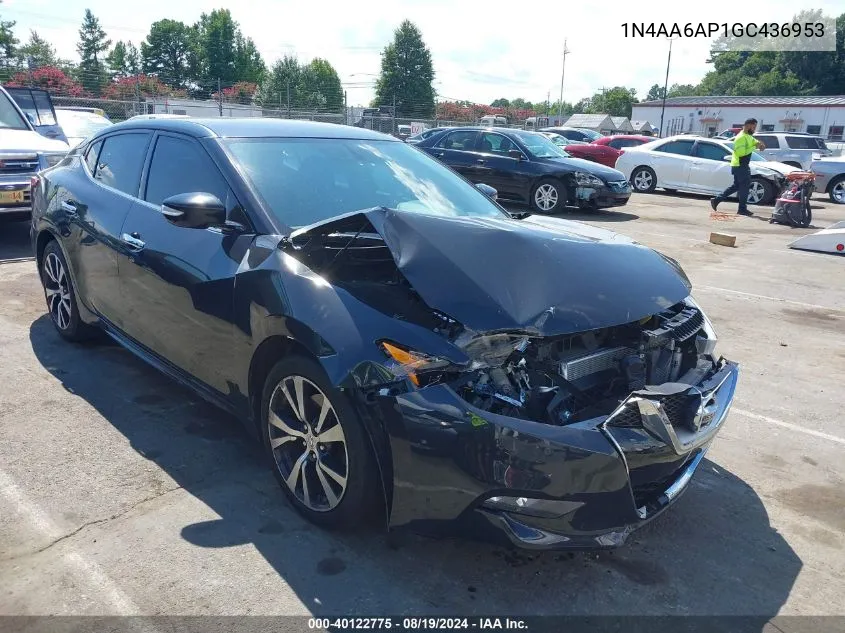 2016 Nissan Maxima 3.5 Sv VIN: 1N4AA6AP1GC436953 Lot: 40122775