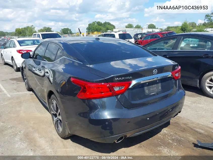 2016 Nissan Maxima 3.5 Sv VIN: 1N4AA6AP1GC436953 Lot: 40122775