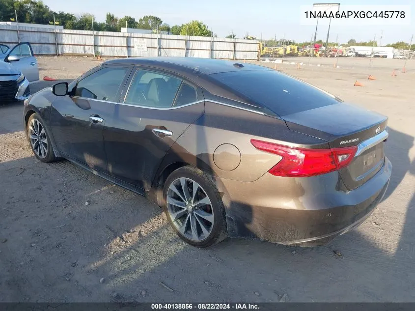 2016 Nissan Maxima 3.5 Sr VIN: 1N4AA6APXGC445778 Lot: 40138856