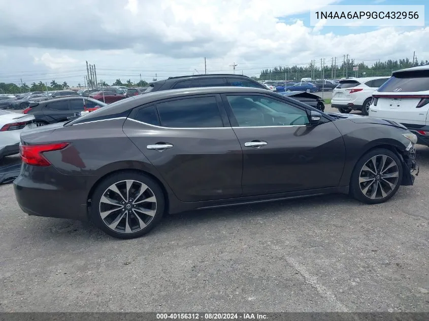 2016 Nissan Maxima 3.5 Sr VIN: 1N4AA6AP9GC432956 Lot: 40156312