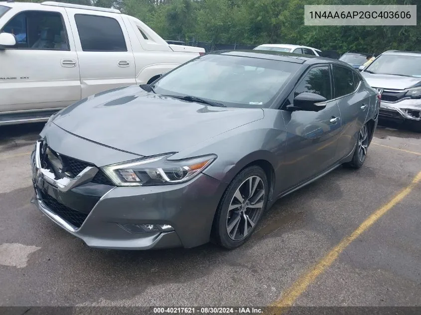 2016 Nissan Maxima 3.5 Platinum VIN: 1N4AA6AP2GC403606 Lot: 40217621