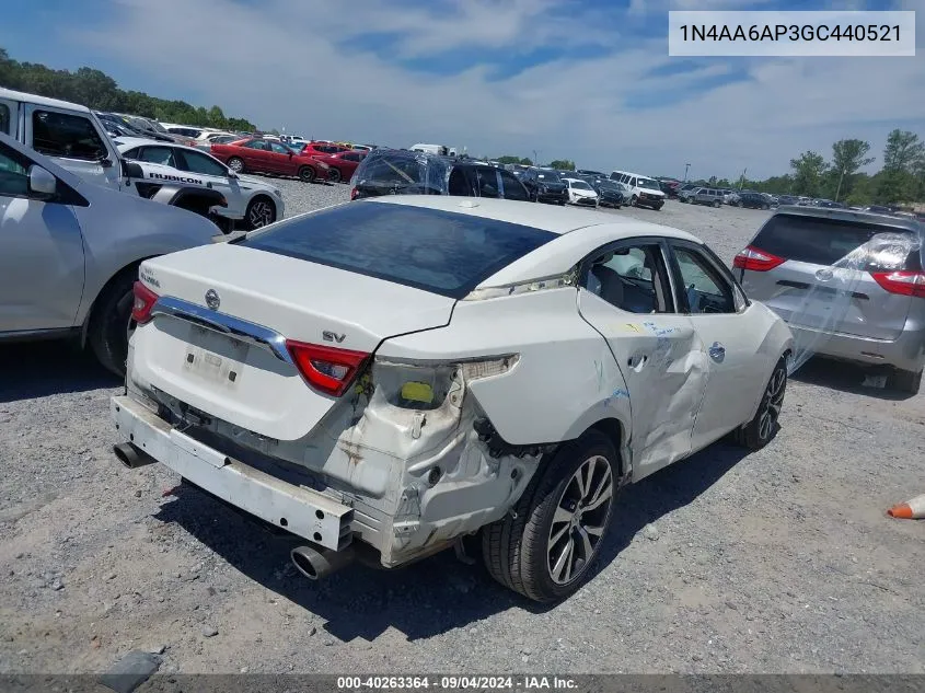 2016 Nissan Maxima 3.5 Sv VIN: 1N4AA6AP3GC440521 Lot: 40263364