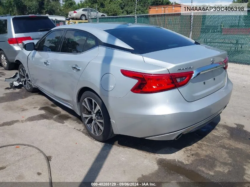 2016 Nissan Maxima 3.5 S VIN: 1N4AA6AP3GC406398 Lot: 40285129