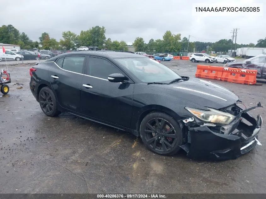 2016 Nissan Maxima 3.5 Sr VIN: 1N4AA6APXGC405085 Lot: 40286376