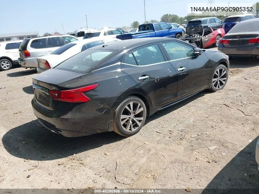 2016 Nissan Maxima 3.5 Sv VIN: 1N4AA6AP9GC905352 Lot: 40290986