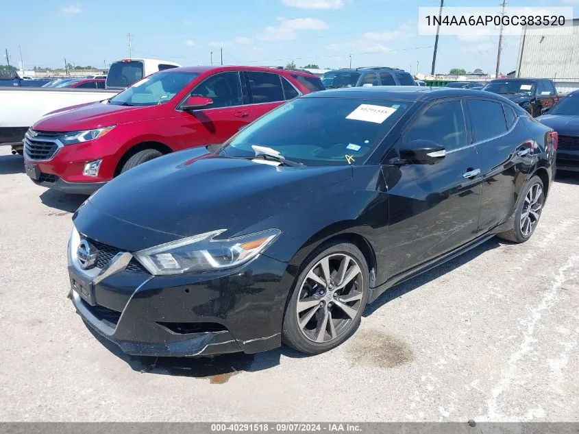 2016 Nissan Maxima 3.5 Platinum/3.5 S/3.5 Sl/3.5 Sr/3.5 Sv VIN: 1N4AA6AP0GC383520 Lot: 40291518