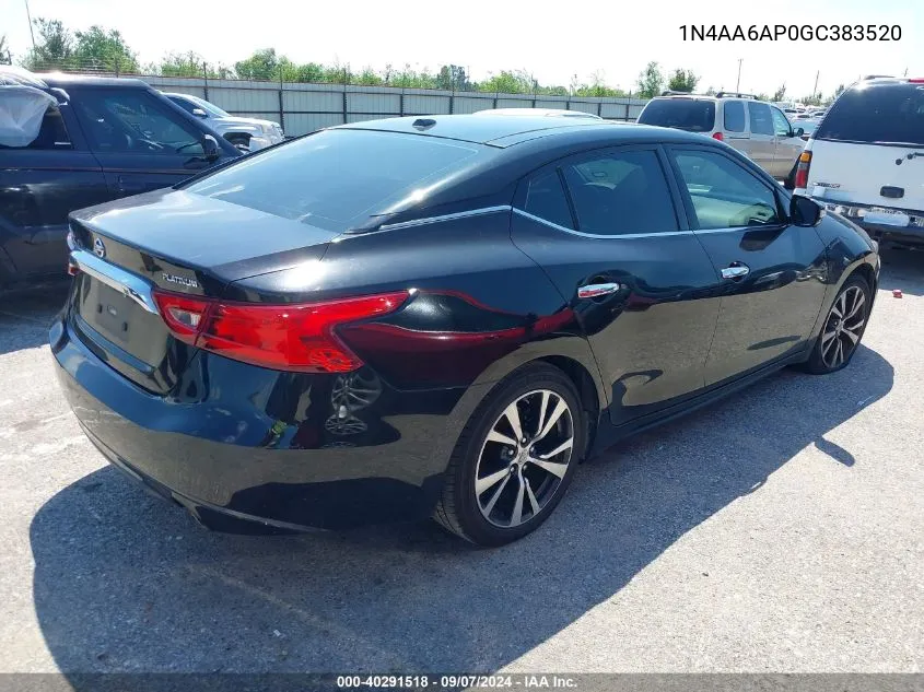 2016 Nissan Maxima 3.5 Platinum/3.5 S/3.5 Sl/3.5 Sr/3.5 Sv VIN: 1N4AA6AP0GC383520 Lot: 40291518