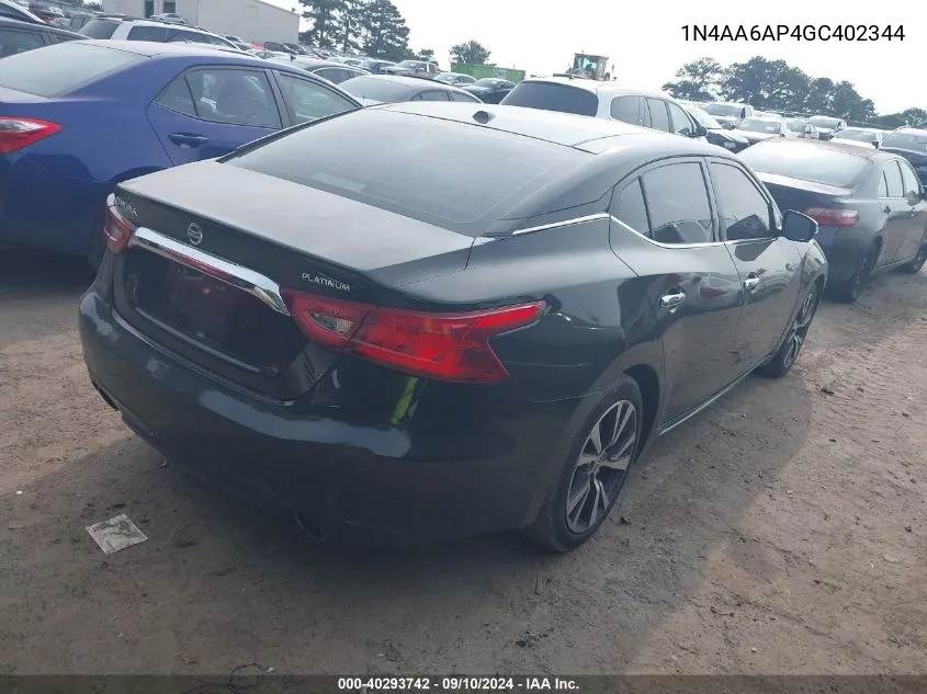 1N4AA6AP4GC402344 2016 Nissan Maxima 3.5 Platinum/3.5 S/3.5 Sl/3.5 Sr/3.5 Sv