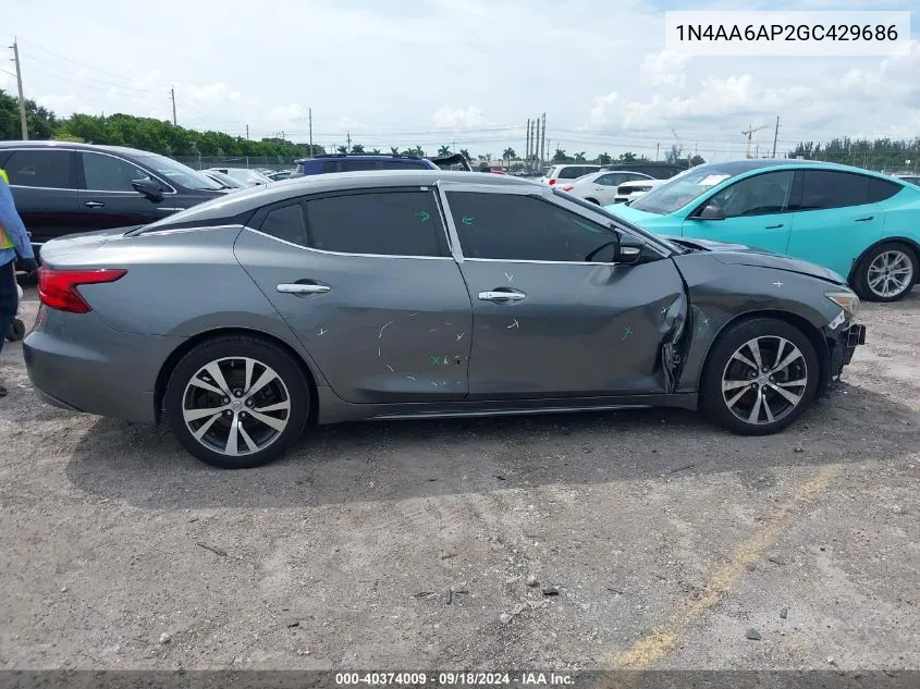 2016 Nissan Maxima 3.5 Sv VIN: 1N4AA6AP2GC429686 Lot: 40374009