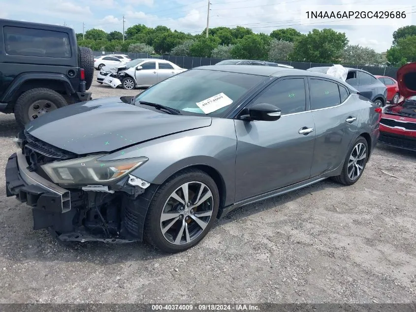 2016 Nissan Maxima 3.5 Sv VIN: 1N4AA6AP2GC429686 Lot: 40374009