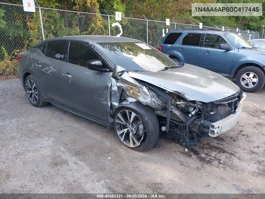 2016 Nissan Maxima 3.5 S VIN: 1N4AA6AP8GC417445 Lot: 40383321